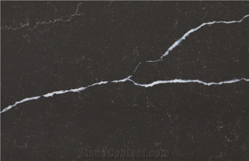 Black High Quality Artificial Quartz Slabs Noir Marquino