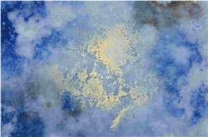 Blue Beige Grey Stain Painting Color Quartz Slabs Surface 