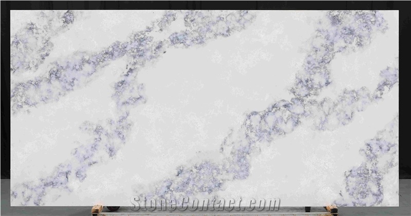Super Translucent Quartz Stone Slab White Blue High Quality
