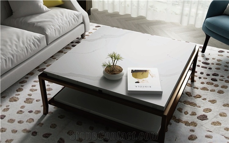 Artificial Stone Slabs Calacatta White Quartz For Countertop