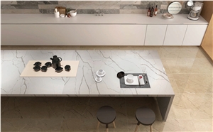 Calacatta Staturio White Quartz Kitchen Countertop