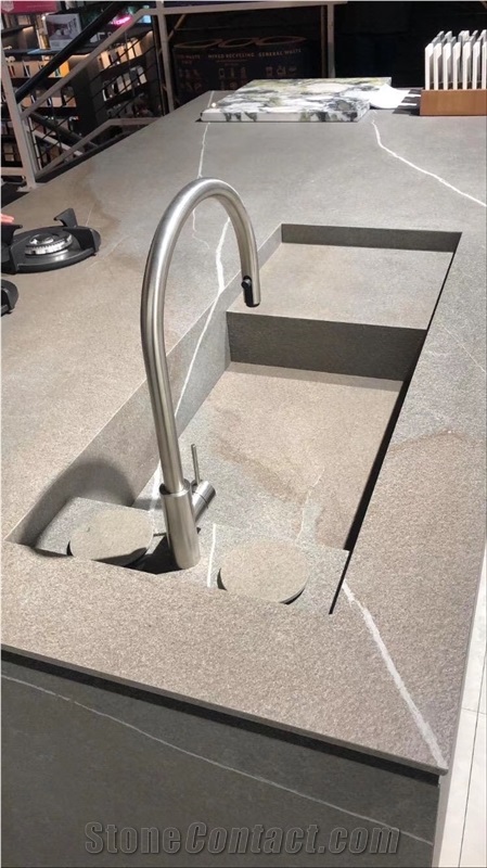 Kitchen Countertop Artificial Sintered Stone Black Marble Looks
