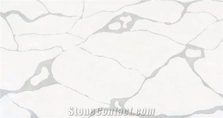 White Quartz Engineered Stone Island Kitchen Countertop