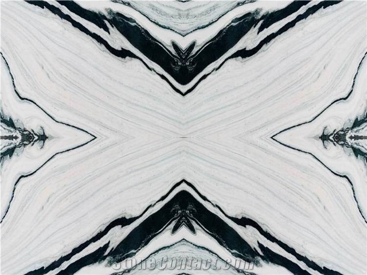 Panda White Bookmatch Marble Slab For Interior Design