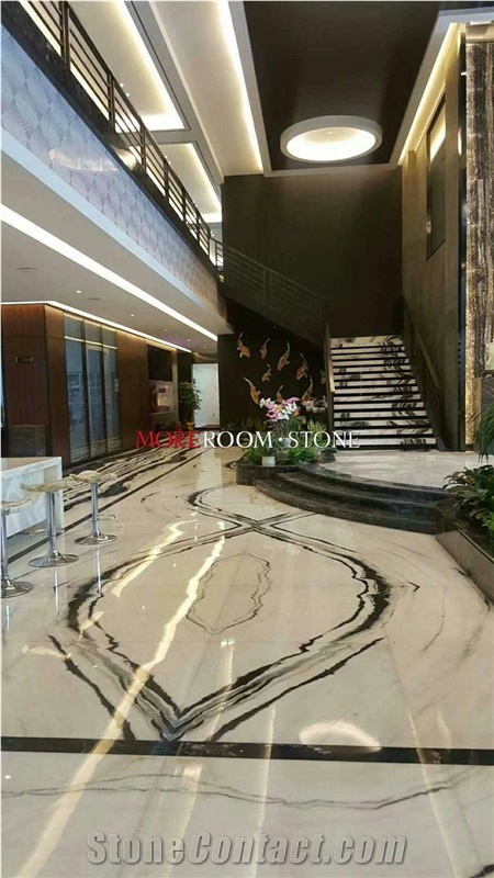 Panda White Bookmatch Marble Slab For Interior Design