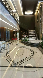 Panda White Bookmatch Marble Slab For Interior Design