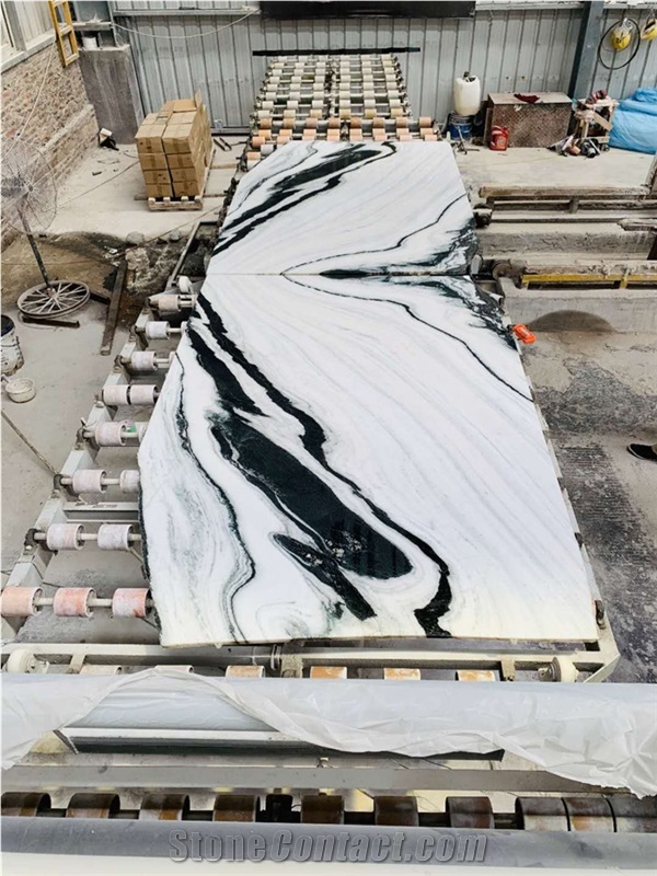 Polished Bookmatch Slabs Panda White Marble Slab