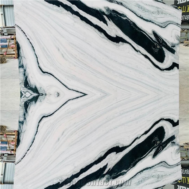 Polished Bookmatch Slabs Panda White Marble Slab