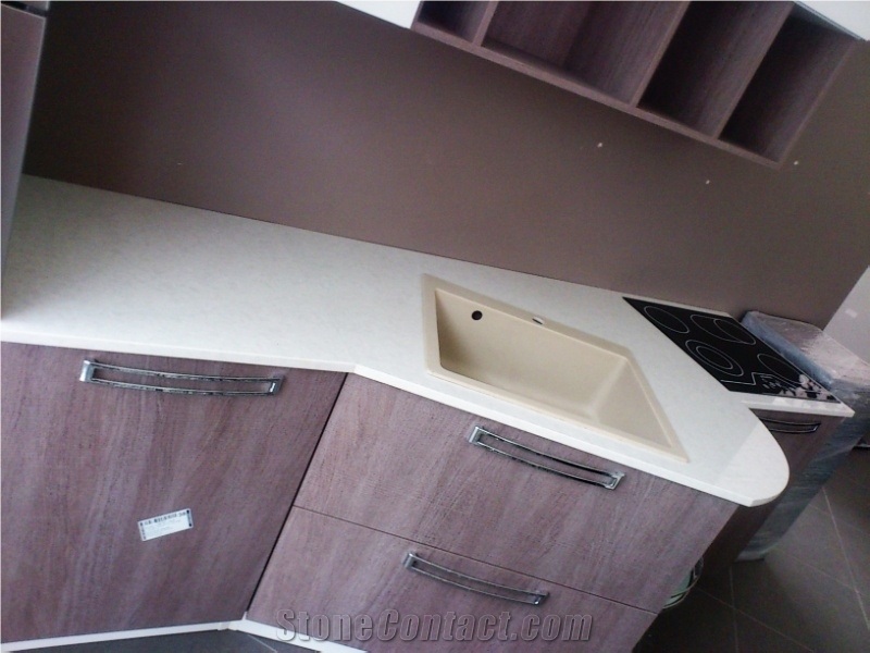 White Quartz Kitchen Countertops