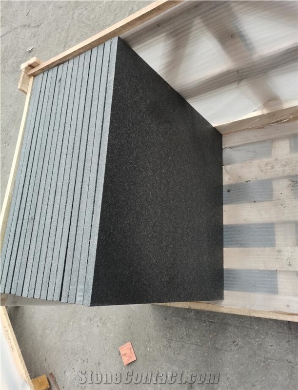 China Absolute Black Granite G684 Sandblasted Paver 
