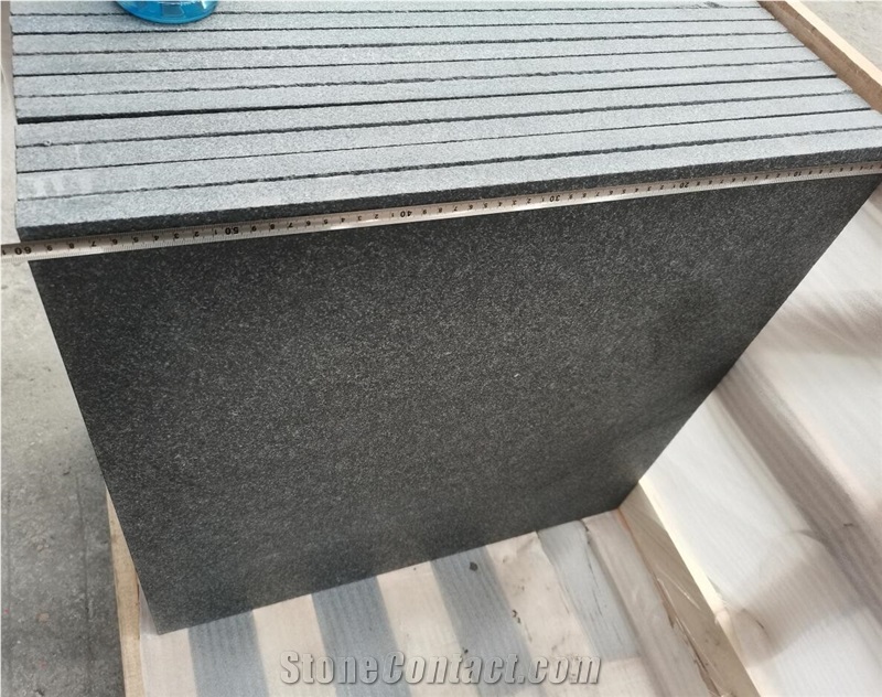 China Absolute Black Granite G684 Sandblasted Paver 