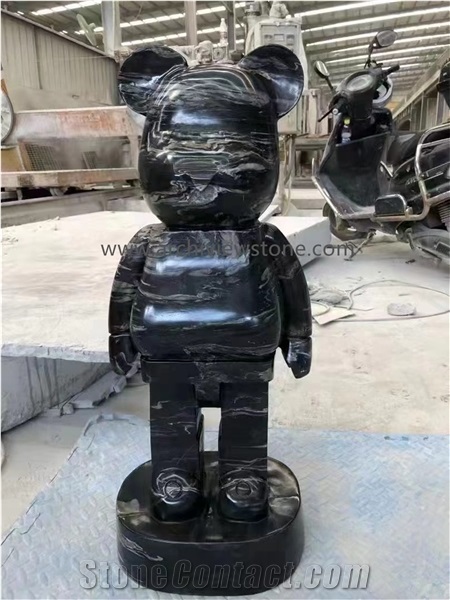 High Quality Natrual Stone Hand Carved Gloomy Bear Handicraft