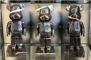High Quality Natrual Stone Hand Carved Gloomy Bear Handicraft