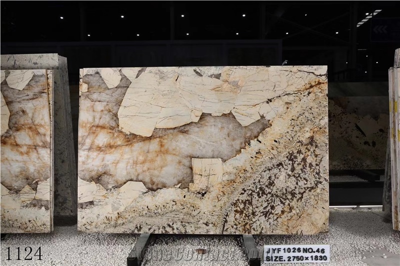 Brazil Beige Pandora White Granite Wall Polished Slabs