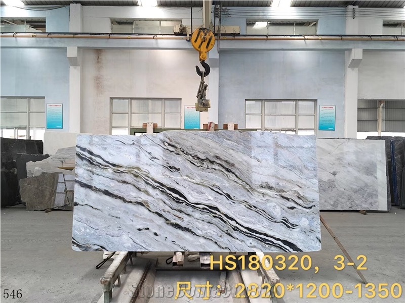 China Changbai Blue Jade Marble Danube White Slab Wall Tile