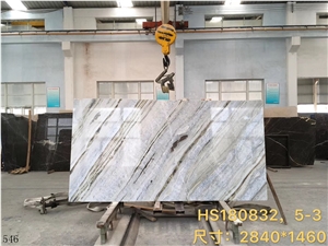 China Changbai Blue Jade Marble Danube White Slab Wall Tile