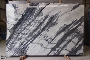 China Mountain White Ink Snow Marble Landscape Slab Tile
