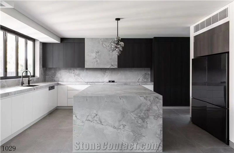 Italy Armani Grey Calacatta Statuario Marble For Vanity Use