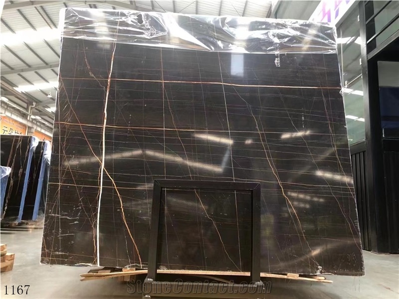Tunisia Noir Aziza Black Marble Slab In China Stone Market