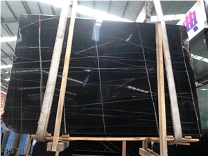 Tunisia Noir Aziza Black Marble Slab In China Stone Market