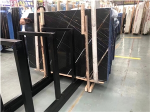 Tunisia Noir Aziza Black Marble Slab In China Stone Market