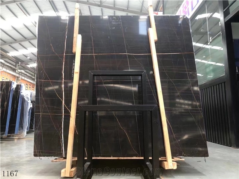 Tunisia Noir Aziza Black Marble Slab In China Stone Market
