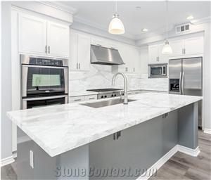 Calacatta White Quartz Stone Slab Supplier Artificial Quartz