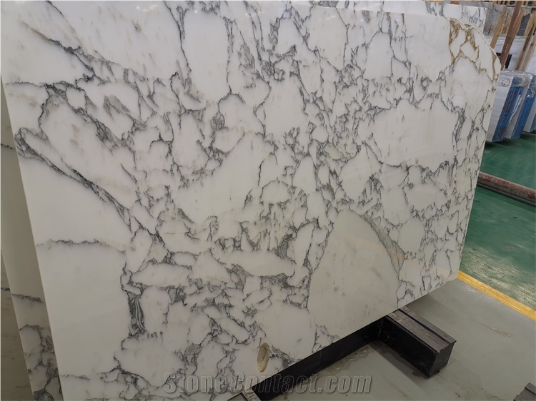 Polished Surface Calacatta Arabescato White Quartz Slab