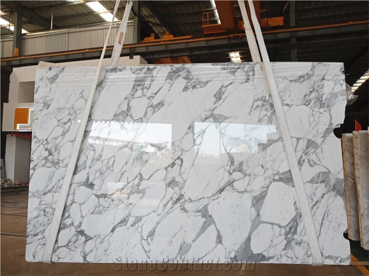 Polished Surface Calacatta Arabescato White Quartz Slab