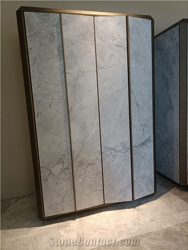 Armani Silver Marble Polished Slabs For Furniture Decor