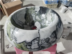 Ice Jade Green Marble Sink, Round Stone Basins