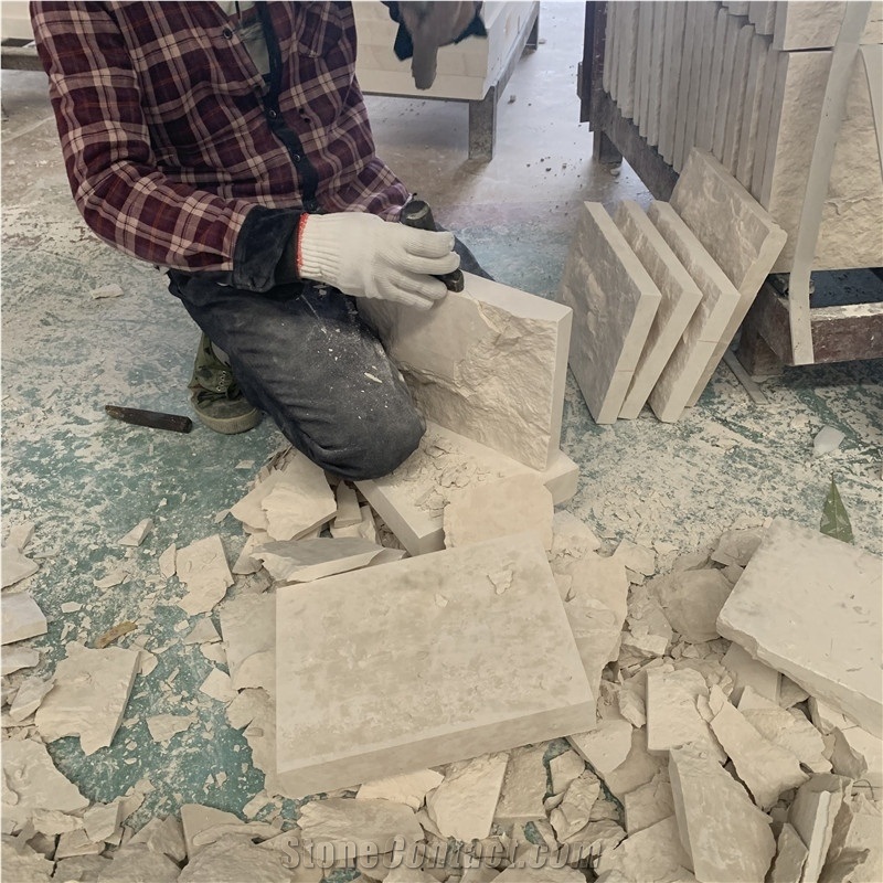 Split Wall Stone White Limestone Split Outdoor Wall Cladding