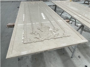 Engraved Stone Slabs Beige Marble Wall Background