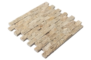 Beige Rustic Splitface Travertine Mosaics