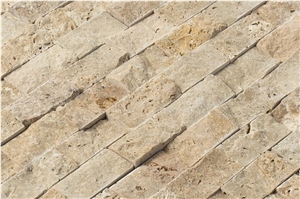 Beige Rustic Splitface Travertine Mosaics