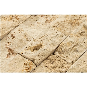 Beige Rustic Splitface Travertine Mosaics