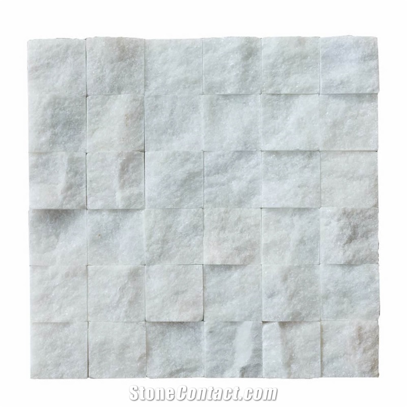 Carrara White Splitface Marble Mosaics