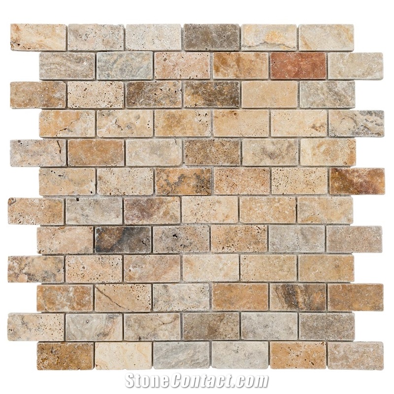Scabos Tumbled Travertine Mosaics