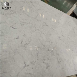 Cheaper White Carrara Look Quartz Slabs With Grey Veins