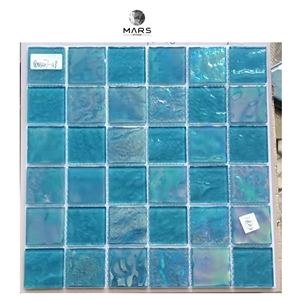 Irregular Shape Swimming Pool Blue Glass Mosaic Tiles