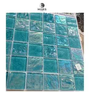 Irregular Shape Swimming Pool Blue Glass Mosaic Tiles