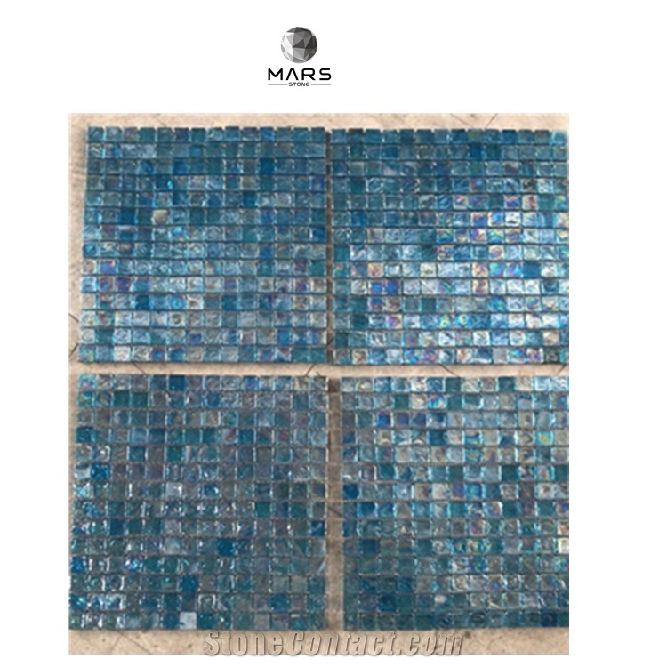 Irregular Shape Swimming Pool Blue Glass Mosaic Tiles