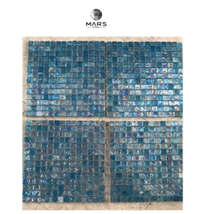Irregular Shape Swimming Pool Blue Glass Mosaic Tiles