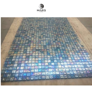 Irregular Shape Swimming Pool Blue Glass Mosaic Tiles