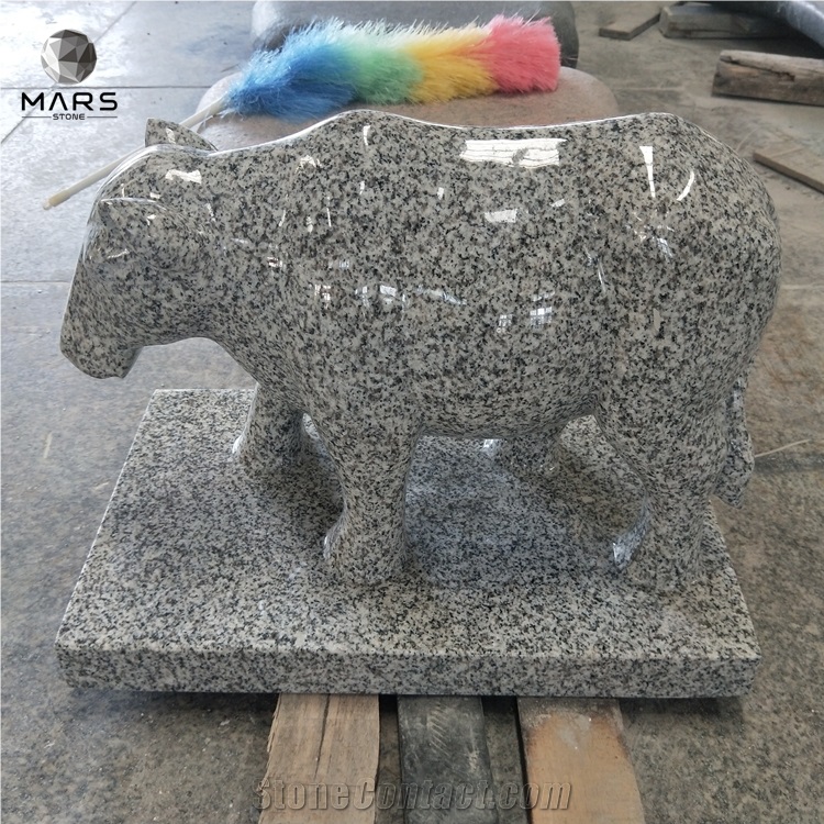 Funeral Accessory Tombstone Granite Engraving Cow Design 