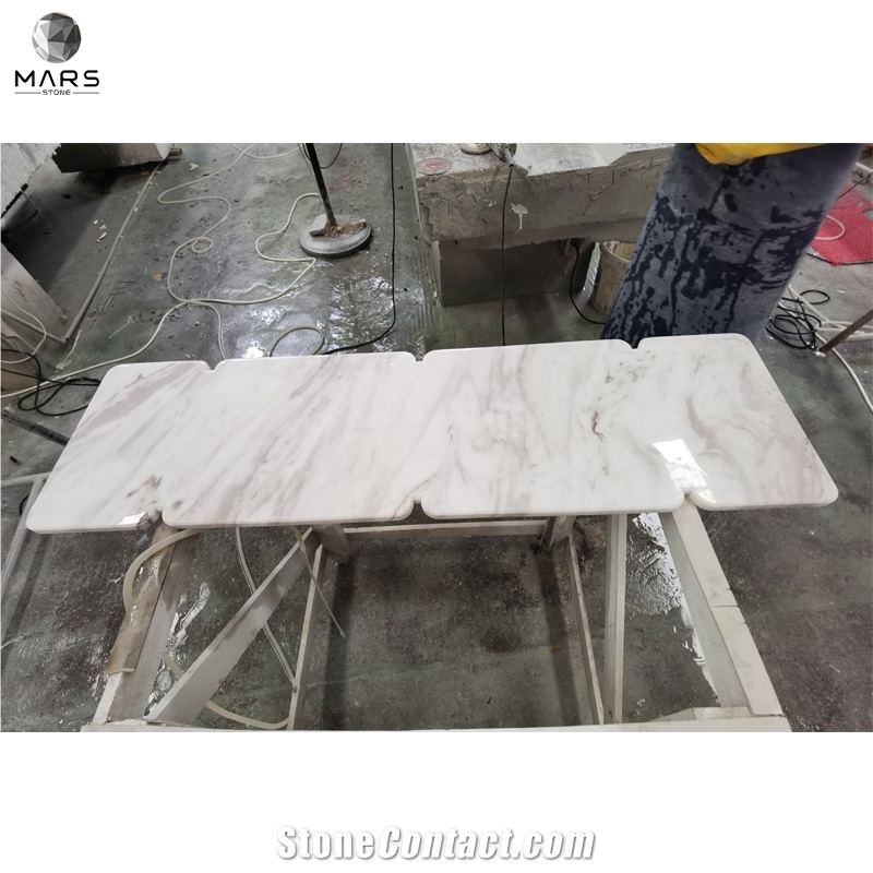 Greek Volakas White Marble Bar Top Table Top Island Top