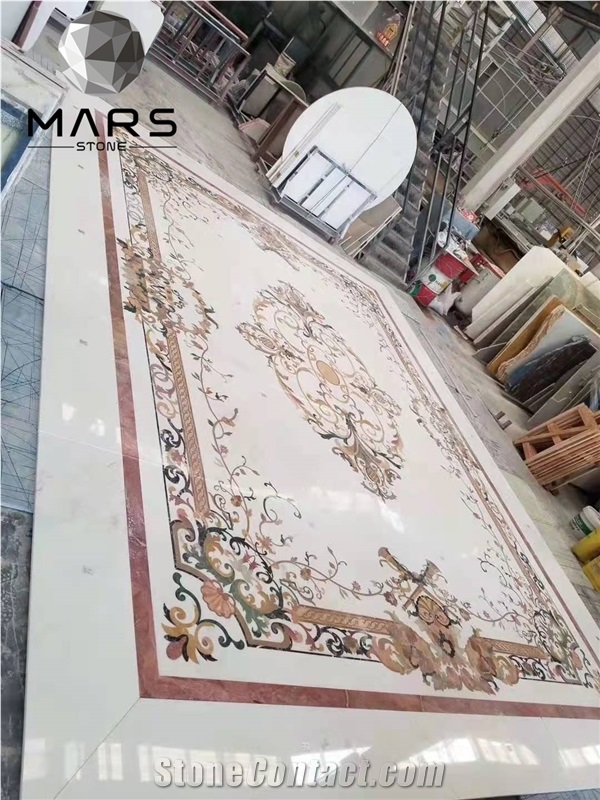 Luxury Unique Carrara Flooring Marble Water Jet Medallion