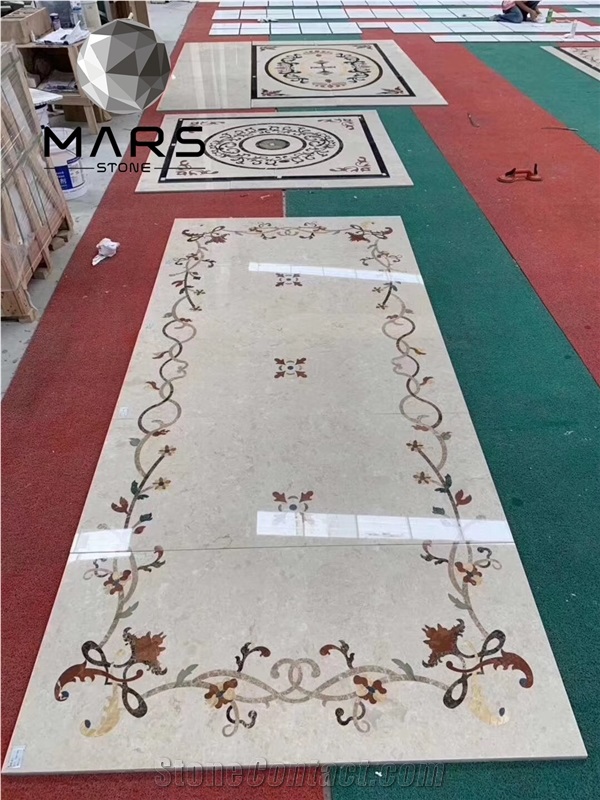 Mansion Waterjet Medallion 3D Inlay For Flooring Design
