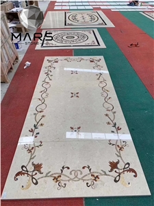 Mansion Waterjet Medallion 3D Inlay For Flooring Design