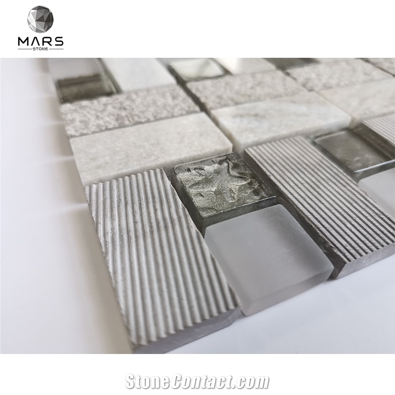 Marble Stone And Glass Mosaic Tile For Border Bathroom Floor